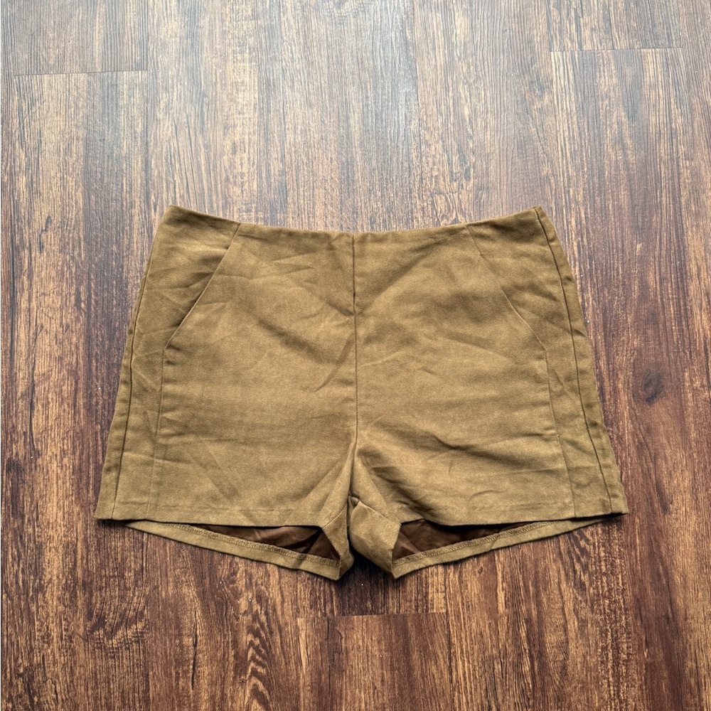 Timing Women’s Boho Brown Faux Suede Shorts Festival Camel Western - Size L